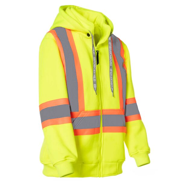 Women's Hi Vis Lime Safety Hoodie with Detachable Hood Thumbnail